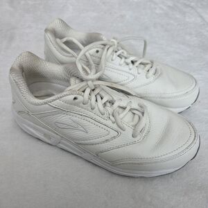 Brooks Womens 7.5 Addiction Walker Shoes Leather White Active